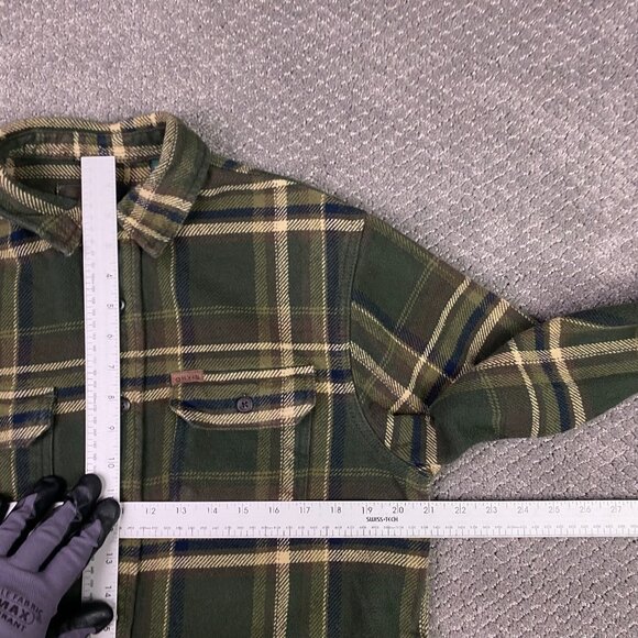 Orvis Flannel Shirt Jacket Shacket Men's Small Green Check Plaid Cotton - Picture 9 of 14